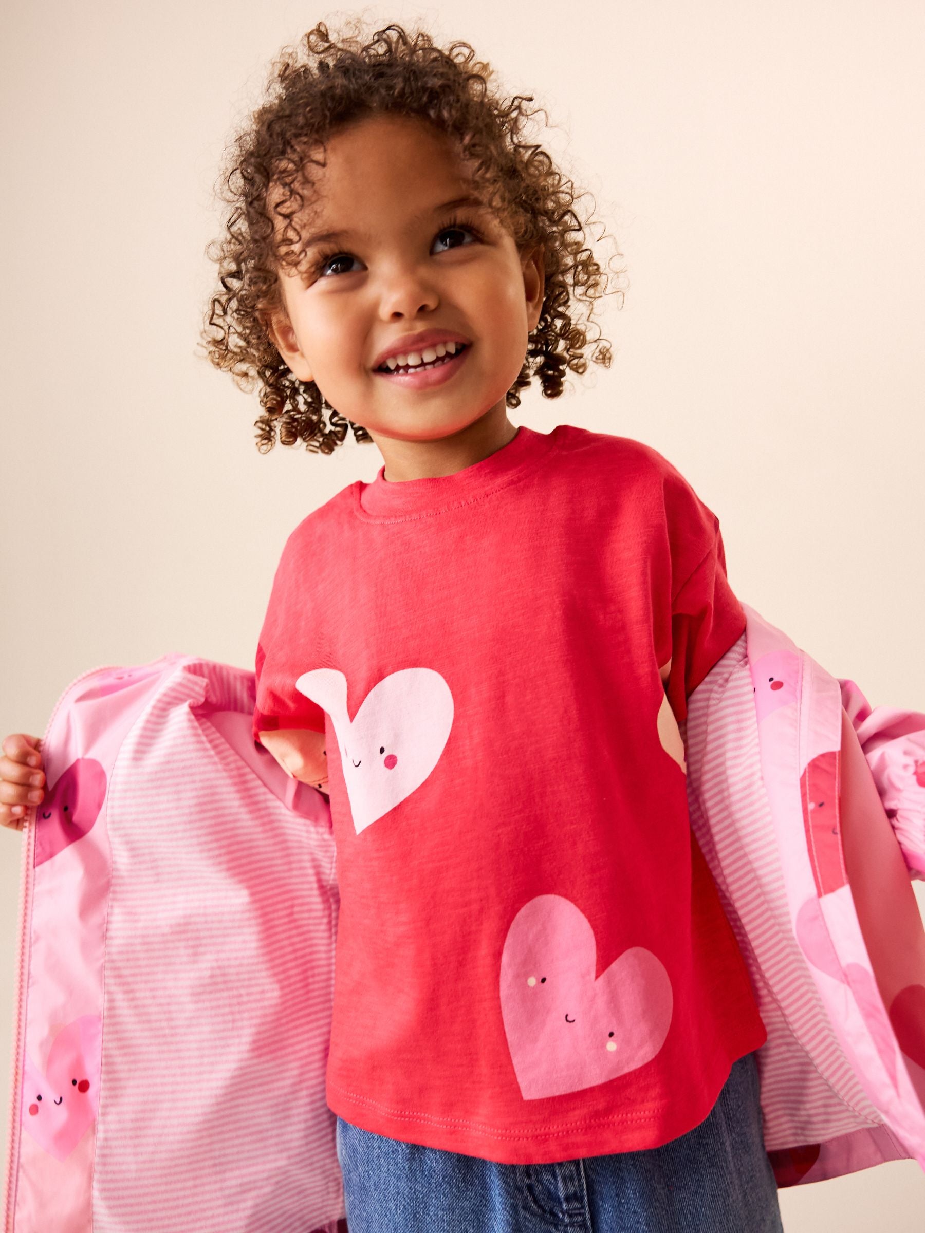 Dsiney Kidz - Pink Heart Shower Resistant Printed Raincoat (3mths-7yrs) image 3
