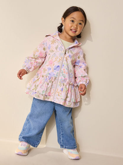 Dsiney Kidz - Pink Floral Printed Shower Resistant Frill Hem Raincoat (3mths-7yrs) image 3