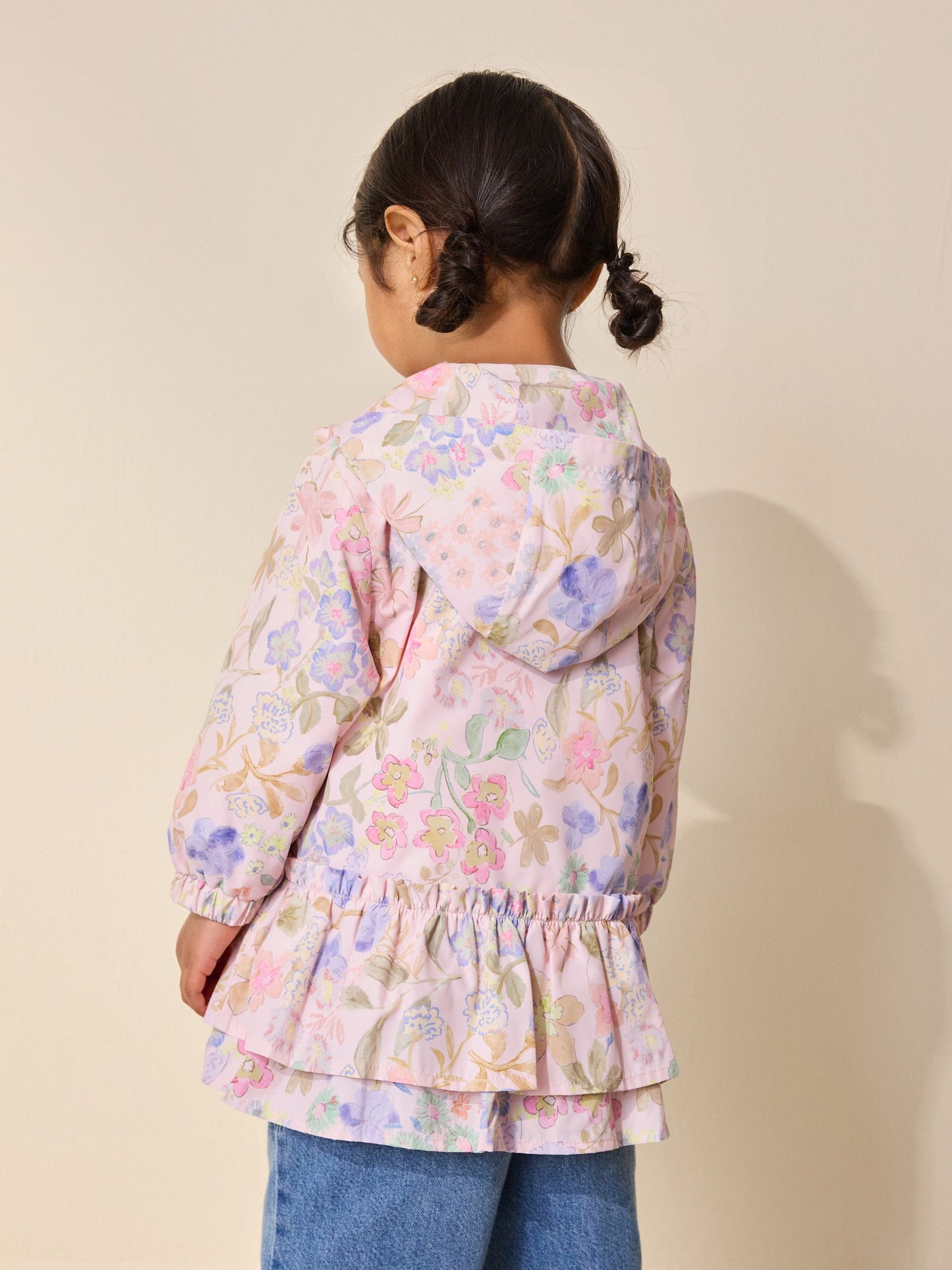 Dsiney Kidz - Pink Floral Printed Shower Resistant Frill Hem Raincoat (3mths-7yrs) image 4