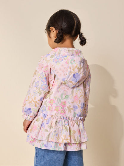 Dsiney Kidz - Pink Floral Printed Shower Resistant Frill Hem Raincoat (3mths-7yrs) image 4