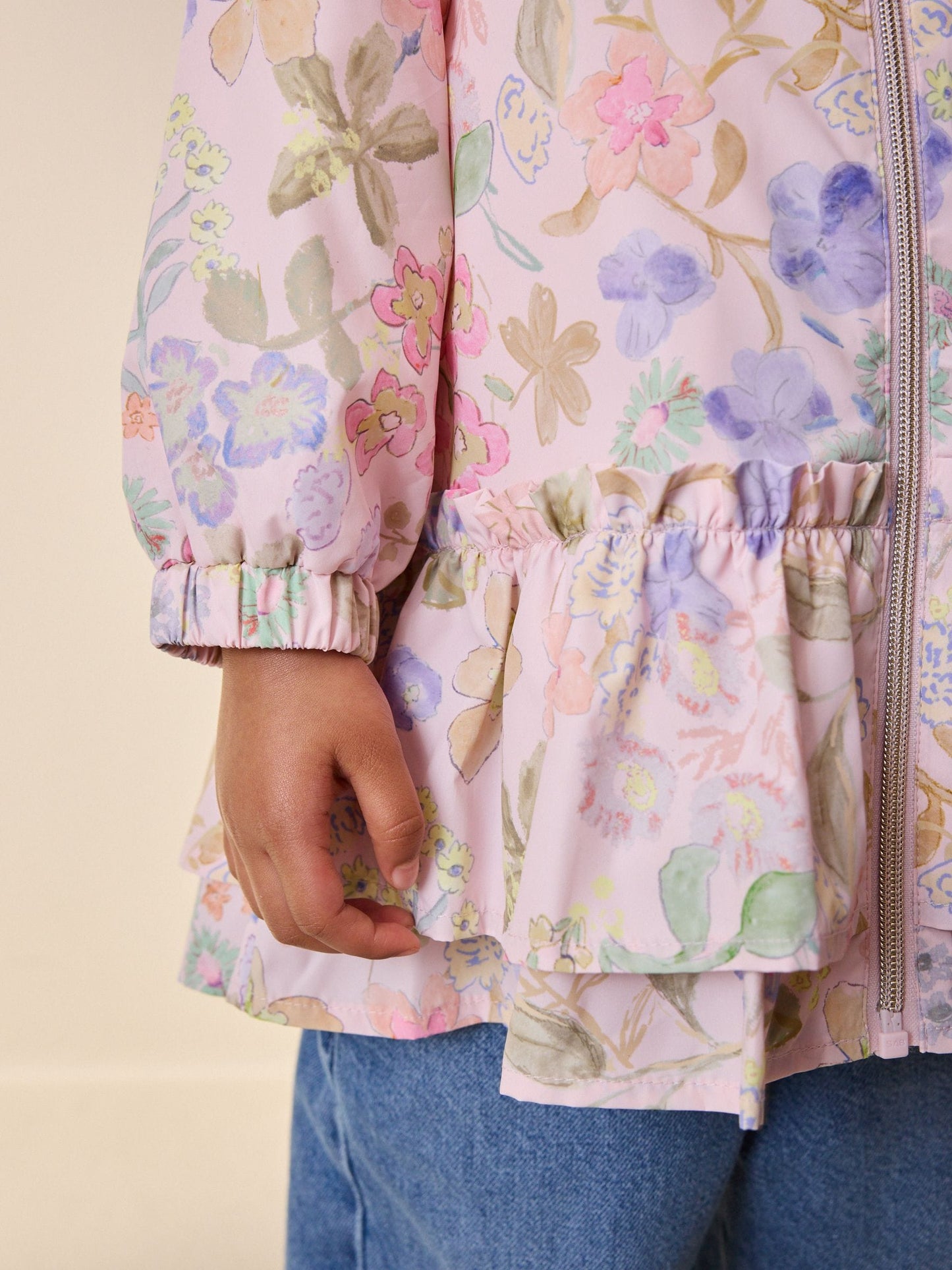 Dsiney Kidz - Pink Floral Printed Shower Resistant Frill Hem Raincoat (3mths-7yrs) image 5