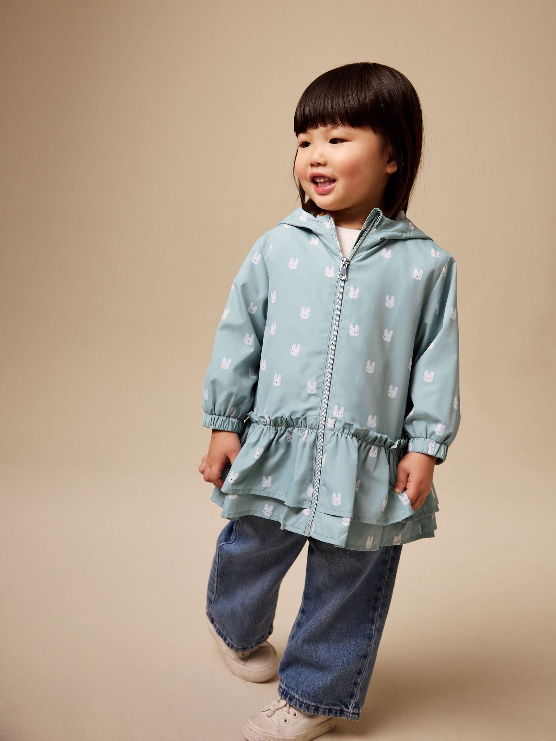 Dsiney Kidz - Sage Bunny Printed Shower Resistant Frill Hem Raincoat (3mths-7yrs) image 1