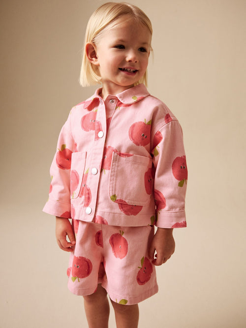 Dsiney Kidz - Pink Apple Printed Jacket And Shorts Set (3mths-7yrs) image 1