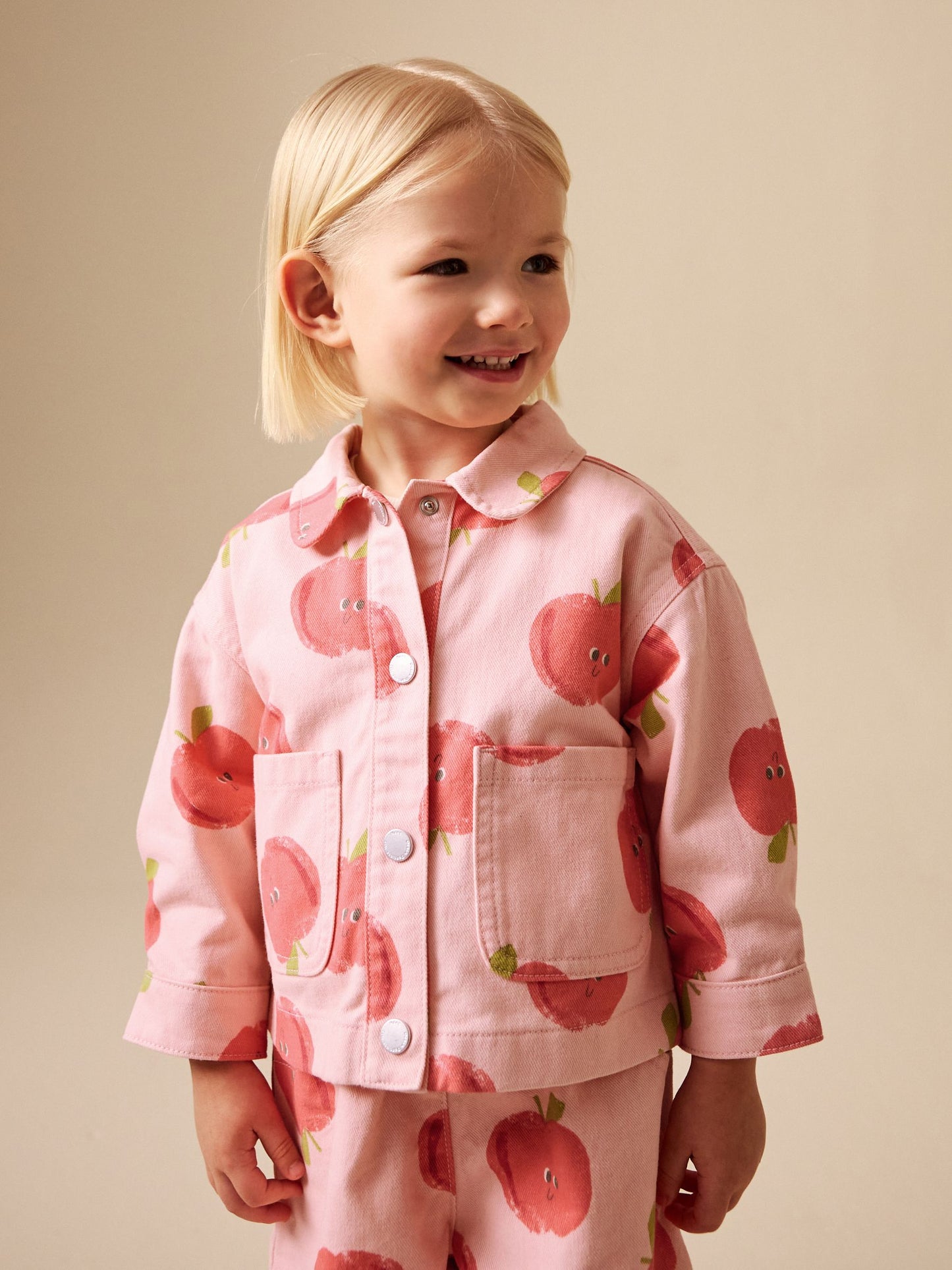 Pink Apple Printed Jacket And Shorts Set (3mths-7yrs) image 3