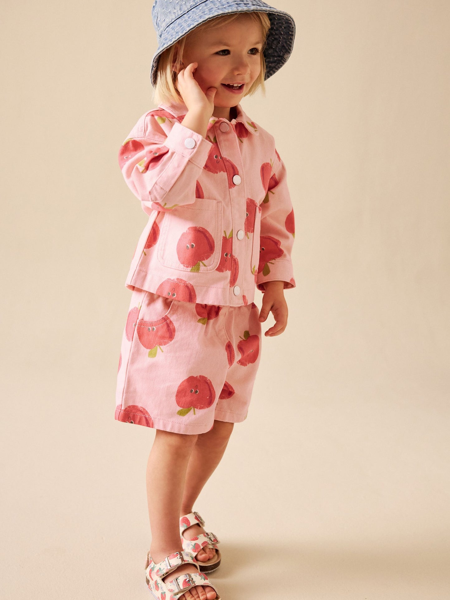 Pink Apple Printed Jacket And Shorts Set (3mths-7yrs) image 4