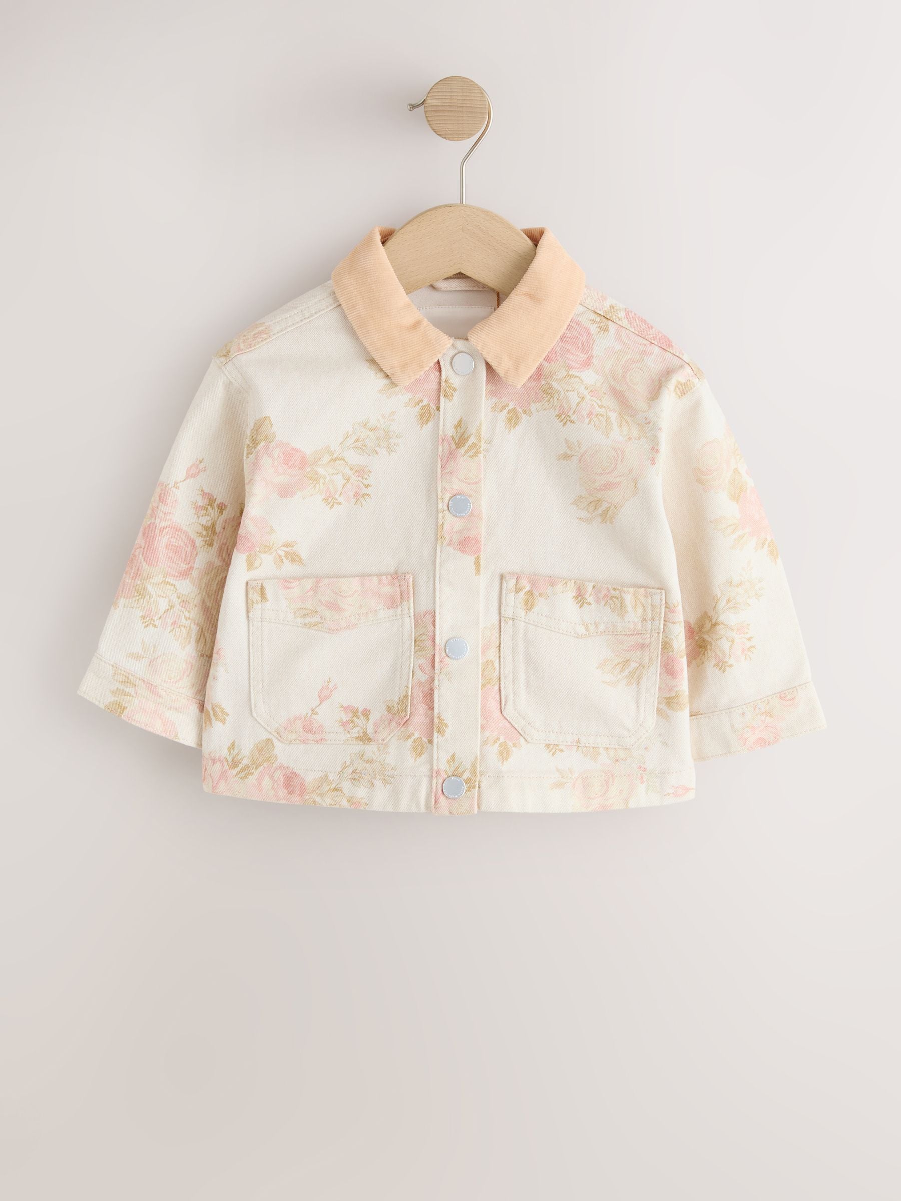 Dsiney Kidz - Ecru Floral Cord Collar Denim Jacket (3mths-7yrs) image 5