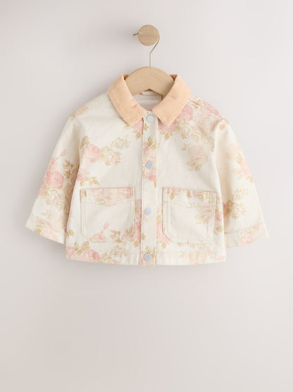 Dsiney Kidz - Ecru Floral Cord Collar Denim Jacket (3mths-7yrs) image 5