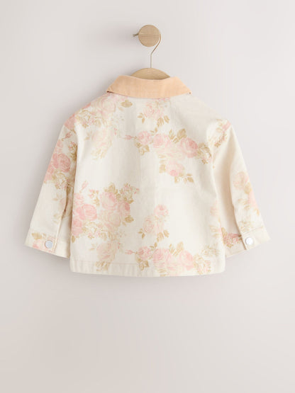 Dsiney Kidz - Ecru Floral Cord Collar Denim Jacket (3mths-7yrs) image 6