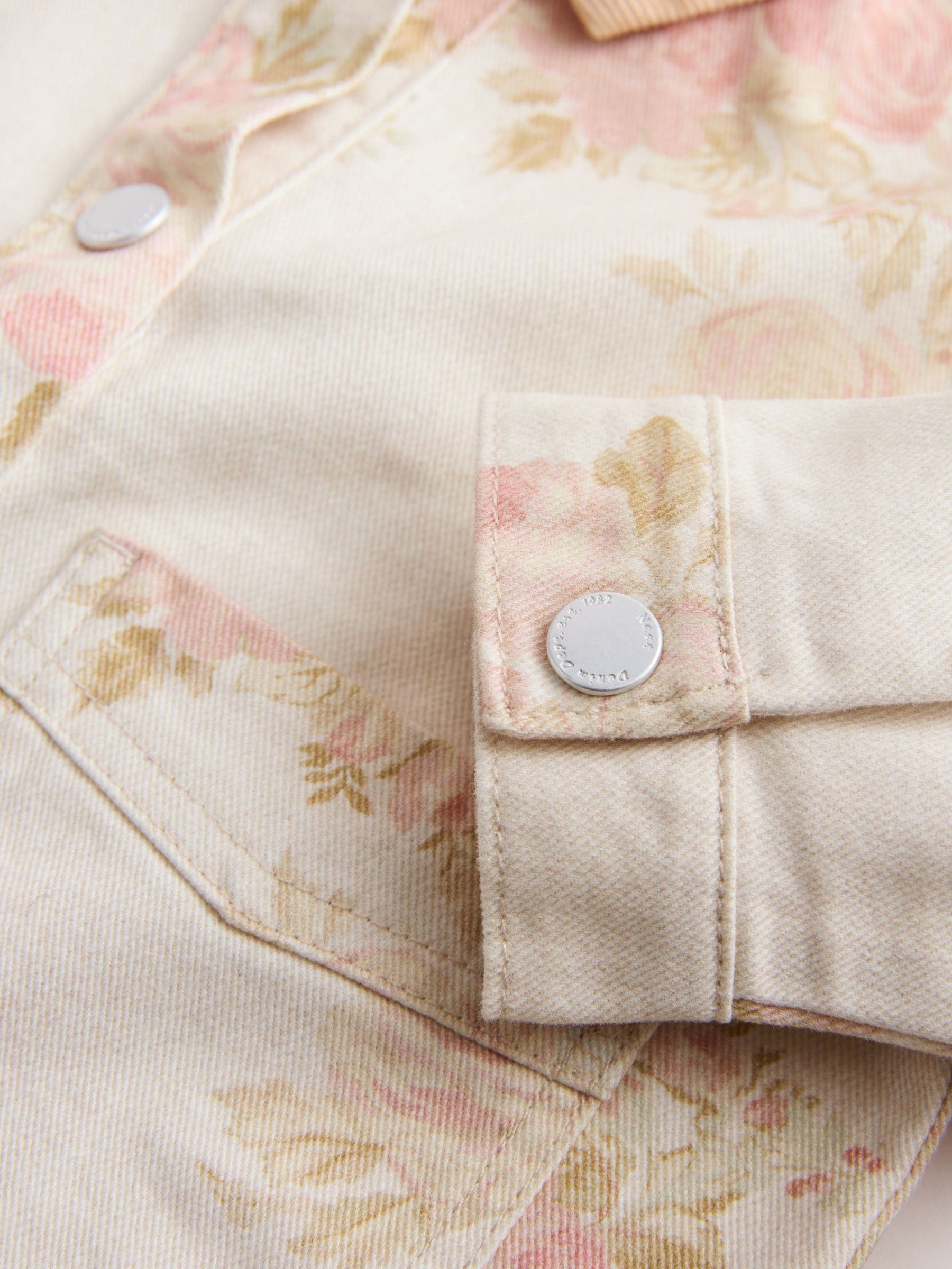 Dsiney Kidz - Ecru Floral Cord Collar Denim Jacket (3mths-7yrs) image 8