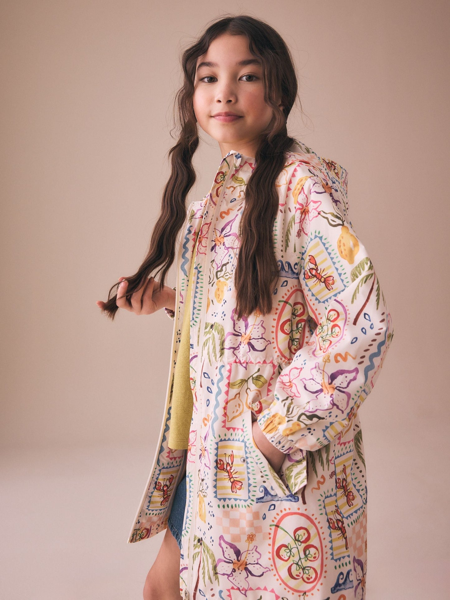 Dsiney Kidz - Cream Multi Pattern Waterproof Printed Jacket (3-16yrs) image 1