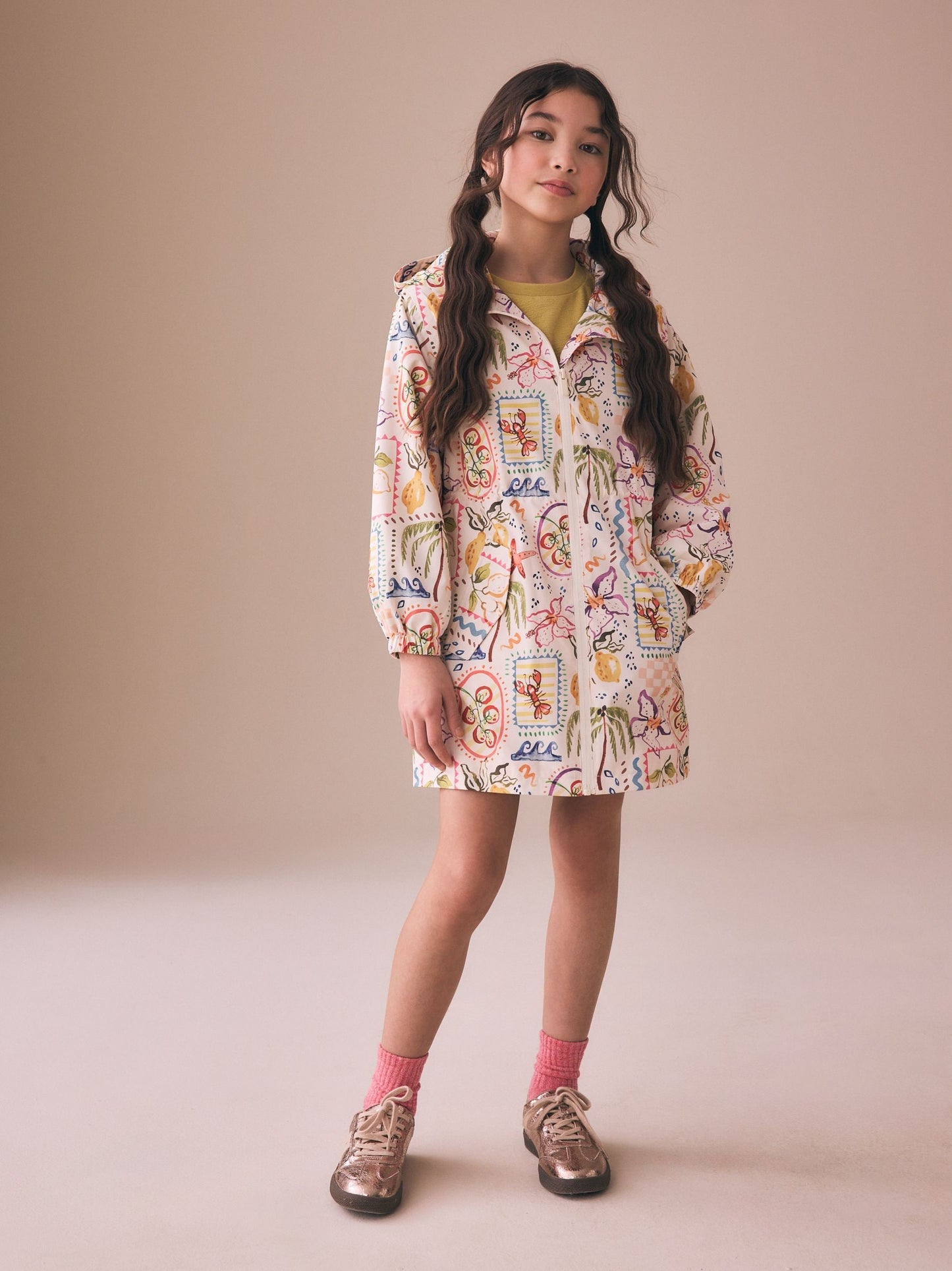 Dsiney Kidz - Cream Multi Pattern Waterproof Printed Jacket (3-16yrs) image 2
