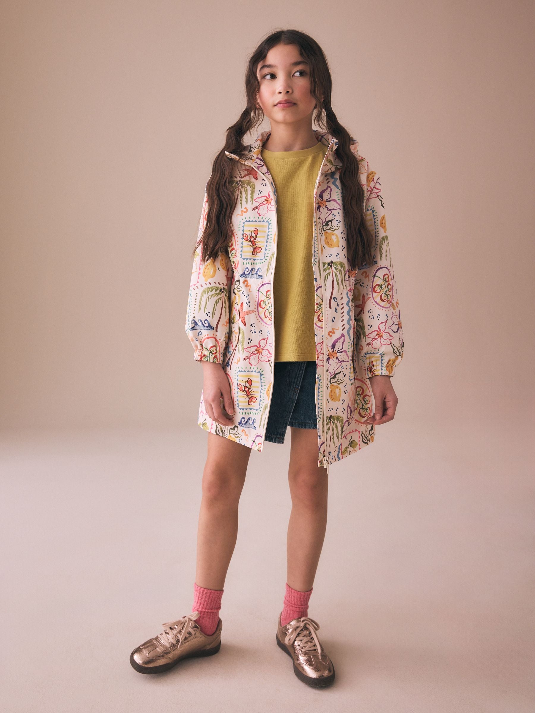 Dsiney Kidz - Cream Multi Pattern Waterproof Printed Jacket (3-16yrs) image 3