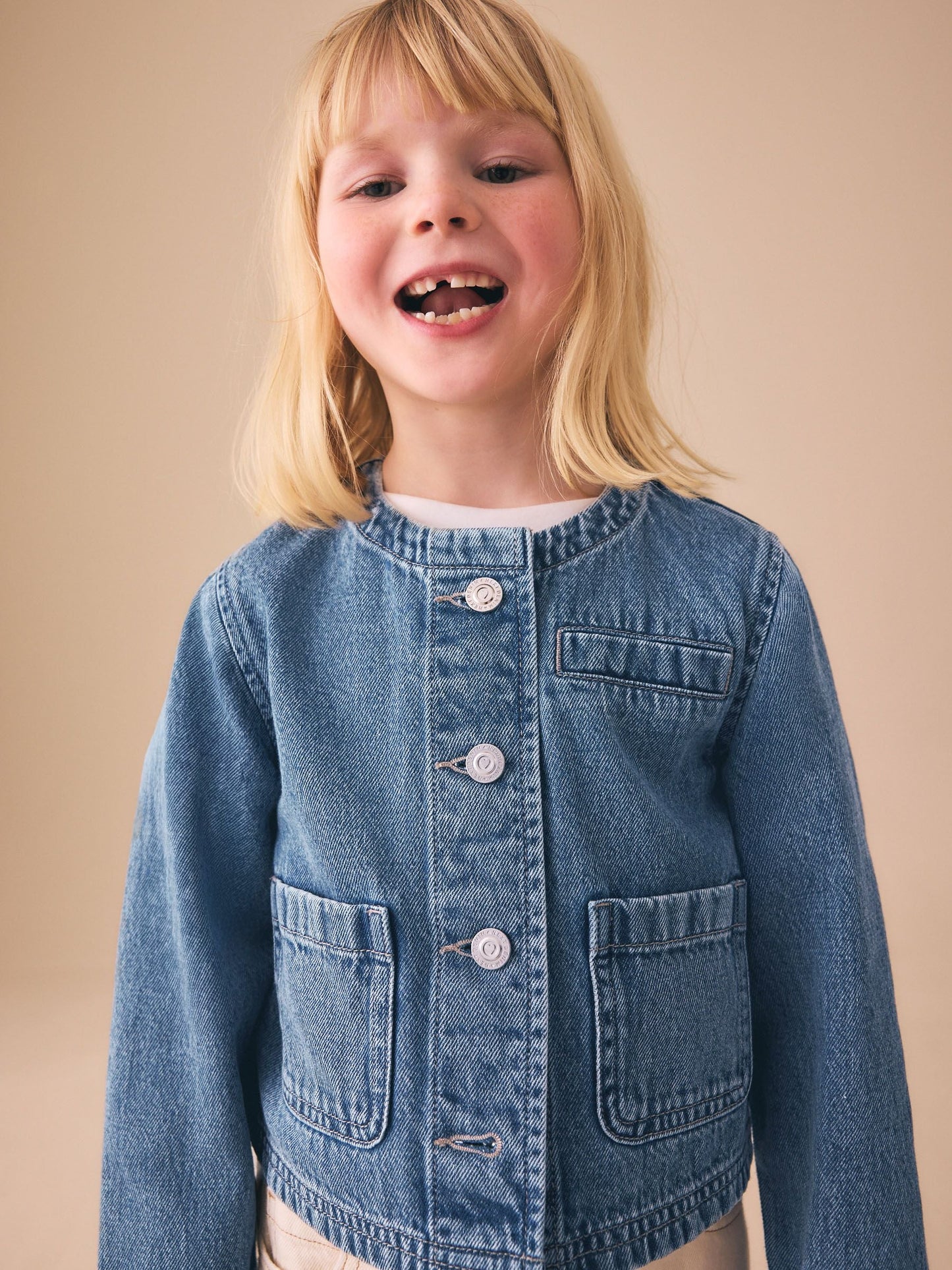 Dsiney Kidz - Mid Blue Collarless Denim Jacket (3-16yrs) image 2