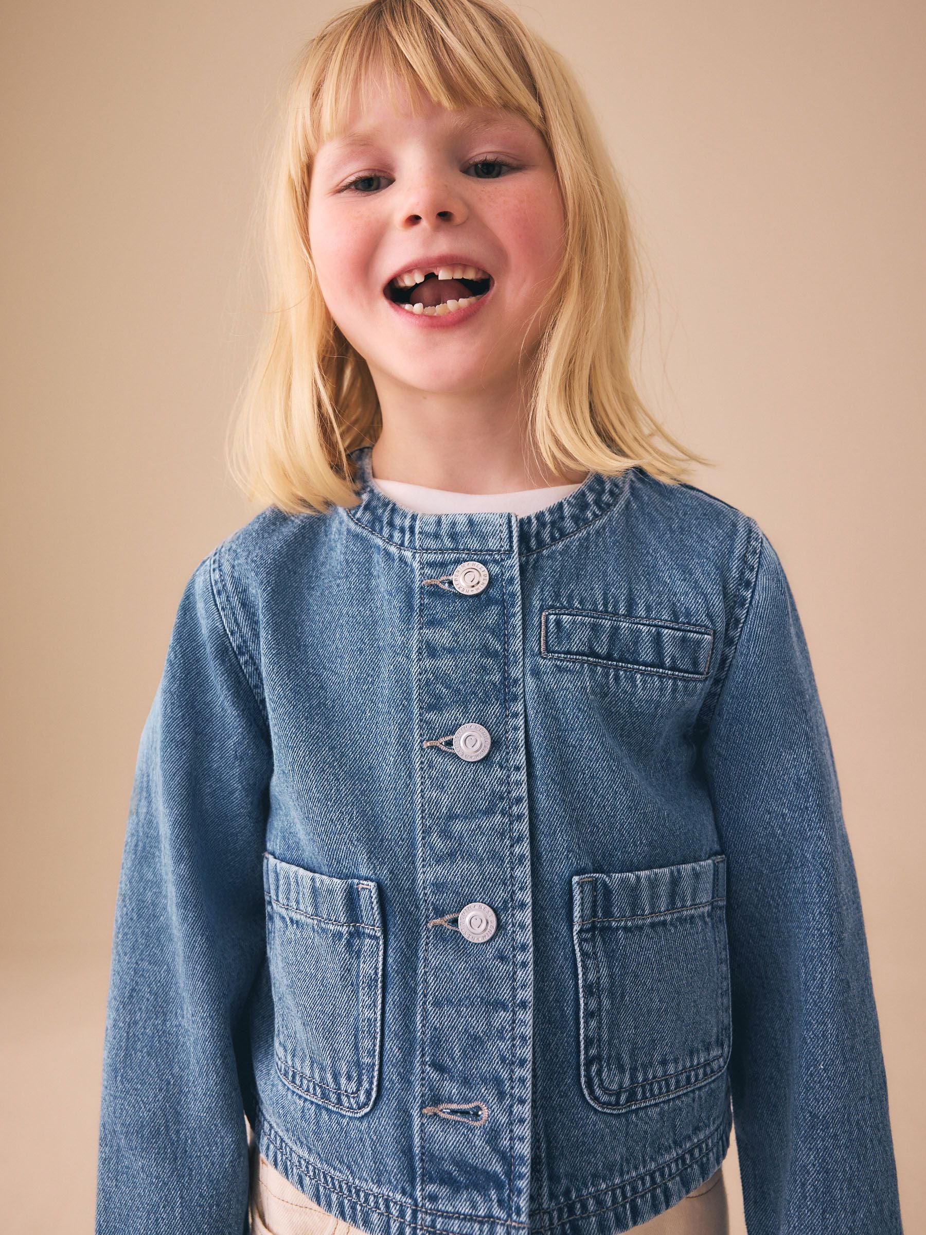Dsiney Kidz - Mid Blue Collarless Denim Jacket (3-16yrs) image 2