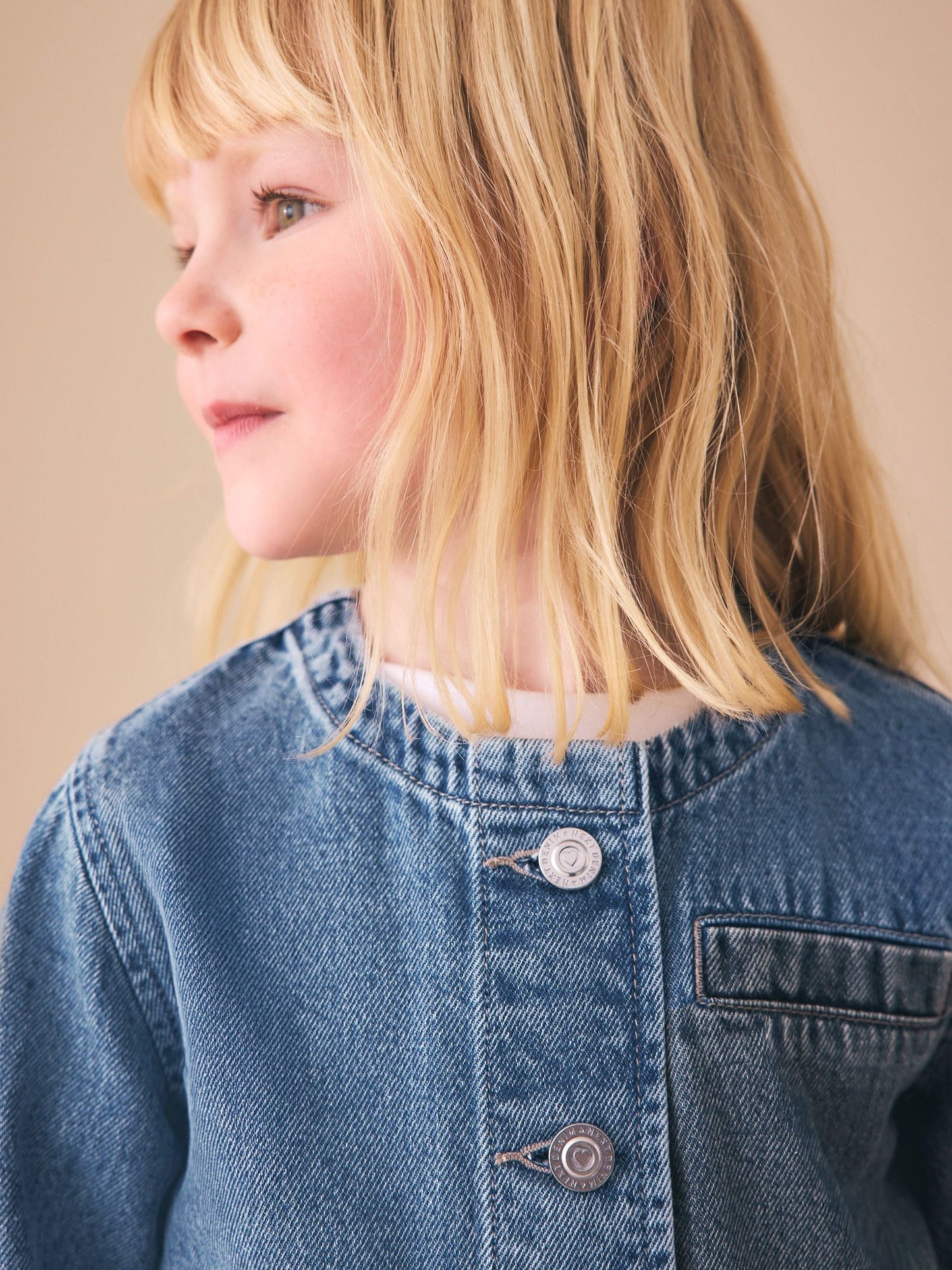 Dsiney Kidz - Mid Blue Collarless Denim Jacket (3-16yrs) image 4