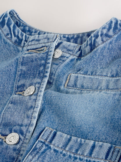 Dsiney Kidz - Mid Blue Collarless Denim Jacket (3-16yrs) image 8