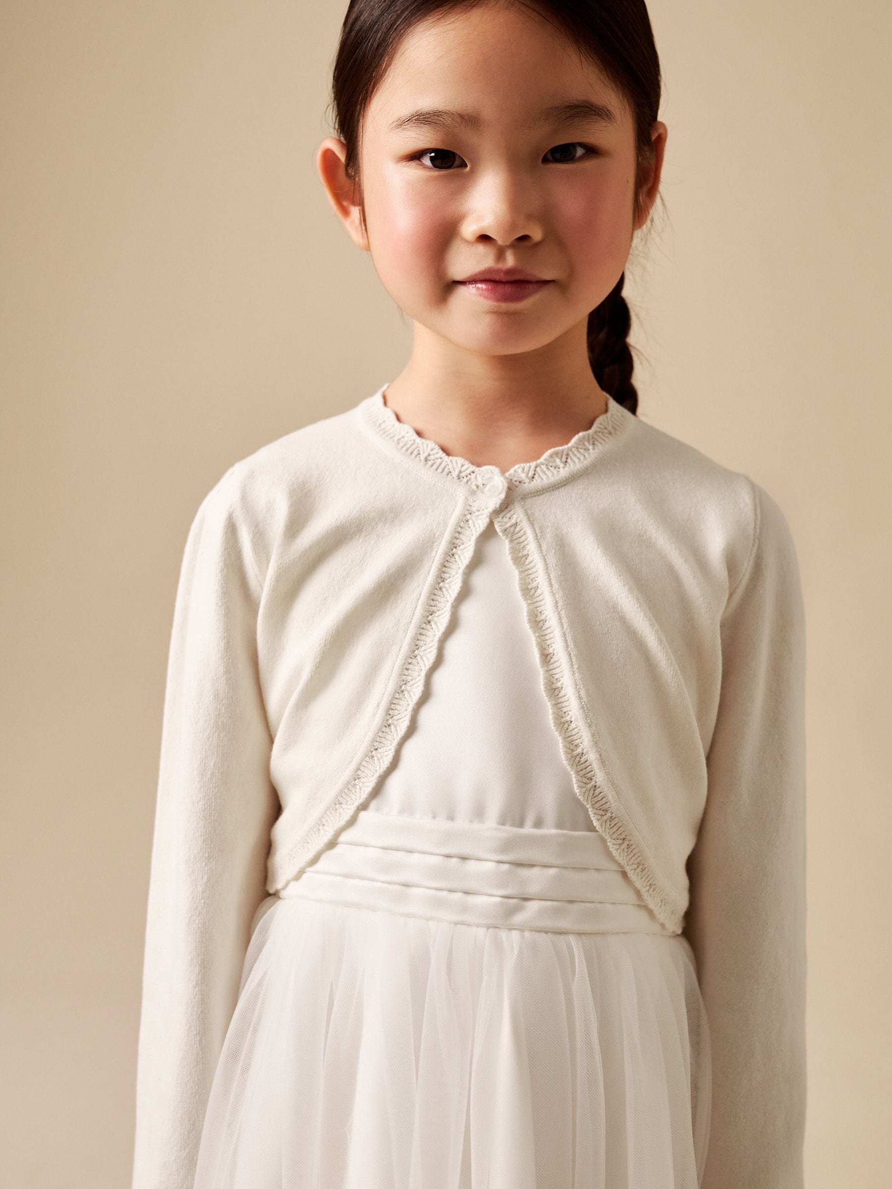 Dsiney Kidz - Ecru Occasion Bridesmaid Knitted Cardigan Shrug (3mths-16yrs) image 3
