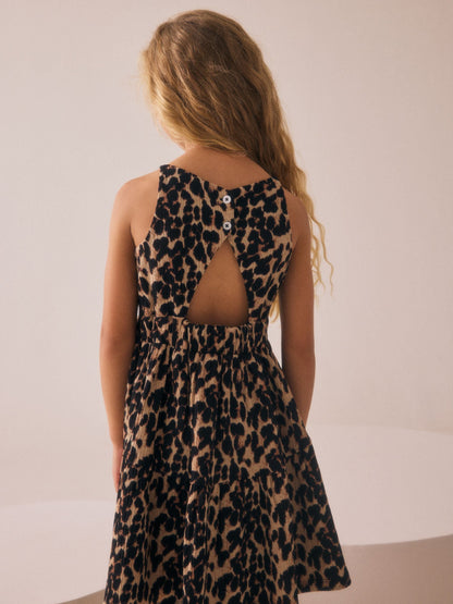 Animal Strappy Crinkle Summer Dress (3-16yrs)