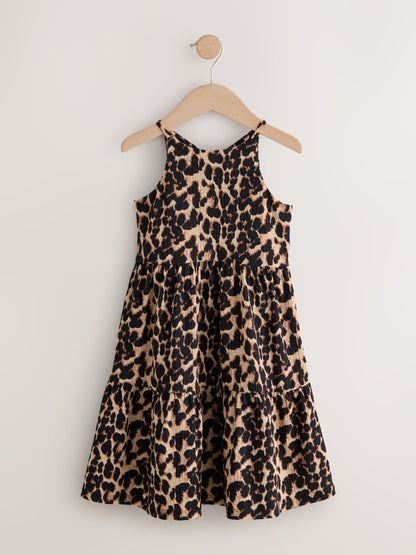 Animal Strappy Crinkle Summer Dress (3-16yrs)