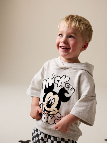 Grey Marl And Checkerboard Hooded Sweatshirt and Shorts Set (3mths-8yrs) image 2