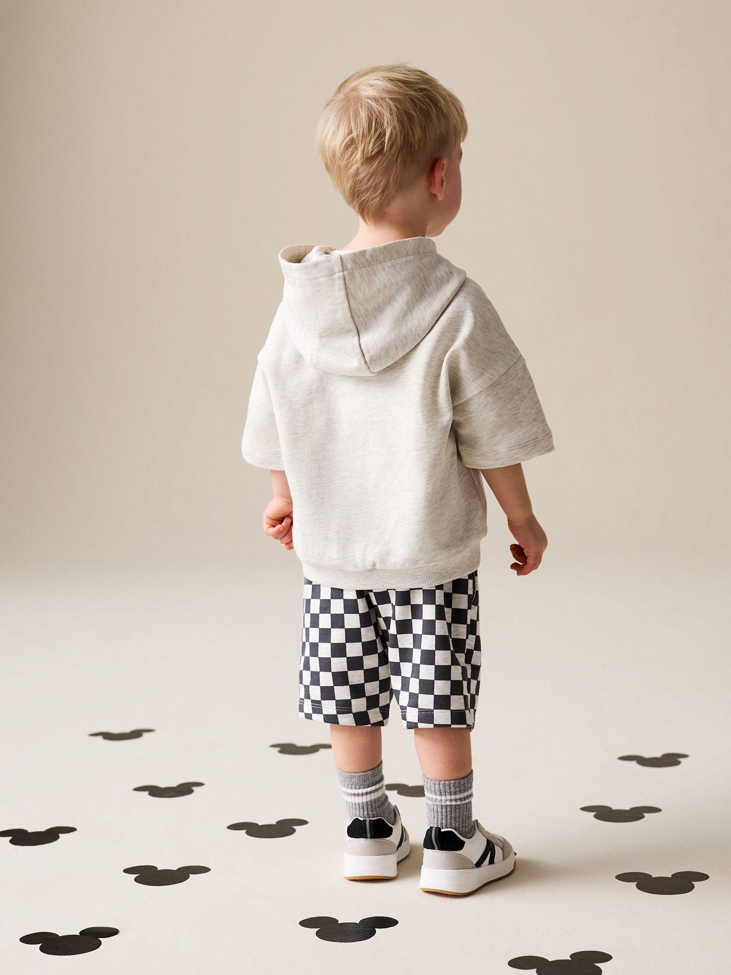 Grey Marl And Checkerboard Hooded Sweatshirt and Shorts Set (3mths-8yrs) image 3