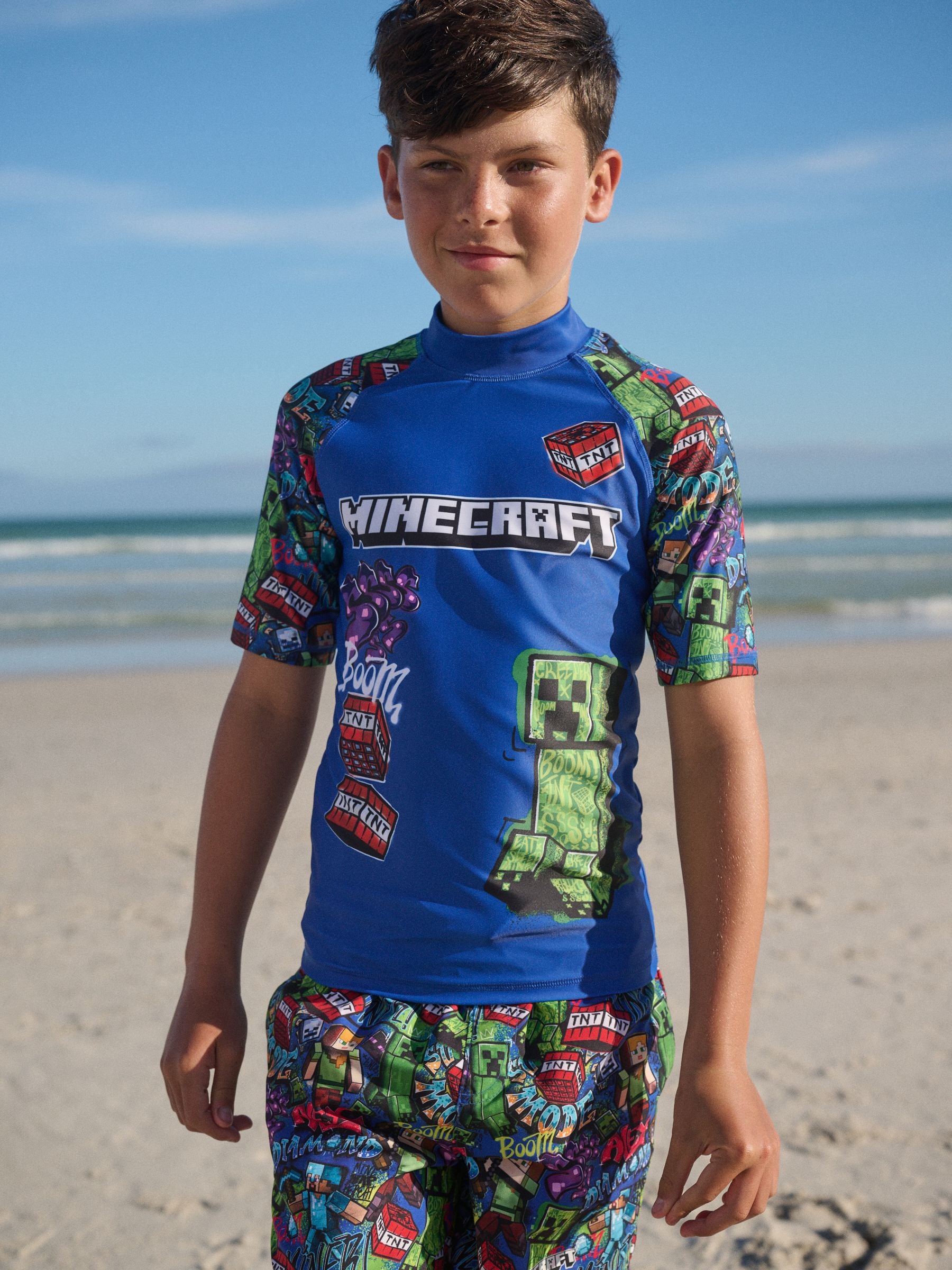 Dsiney Kidz - Navy Minecraft Rash Vest (3-16yrs) image 1