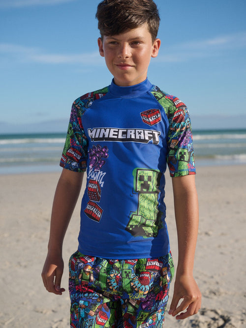 Dsiney Kidz - Navy Minecraft Rash Vest (3-16yrs) image 1