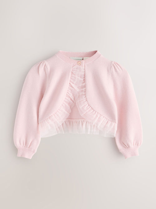 Baker by Ted Baker Knitted Mesh Ruffle Hem Cardigan image 1