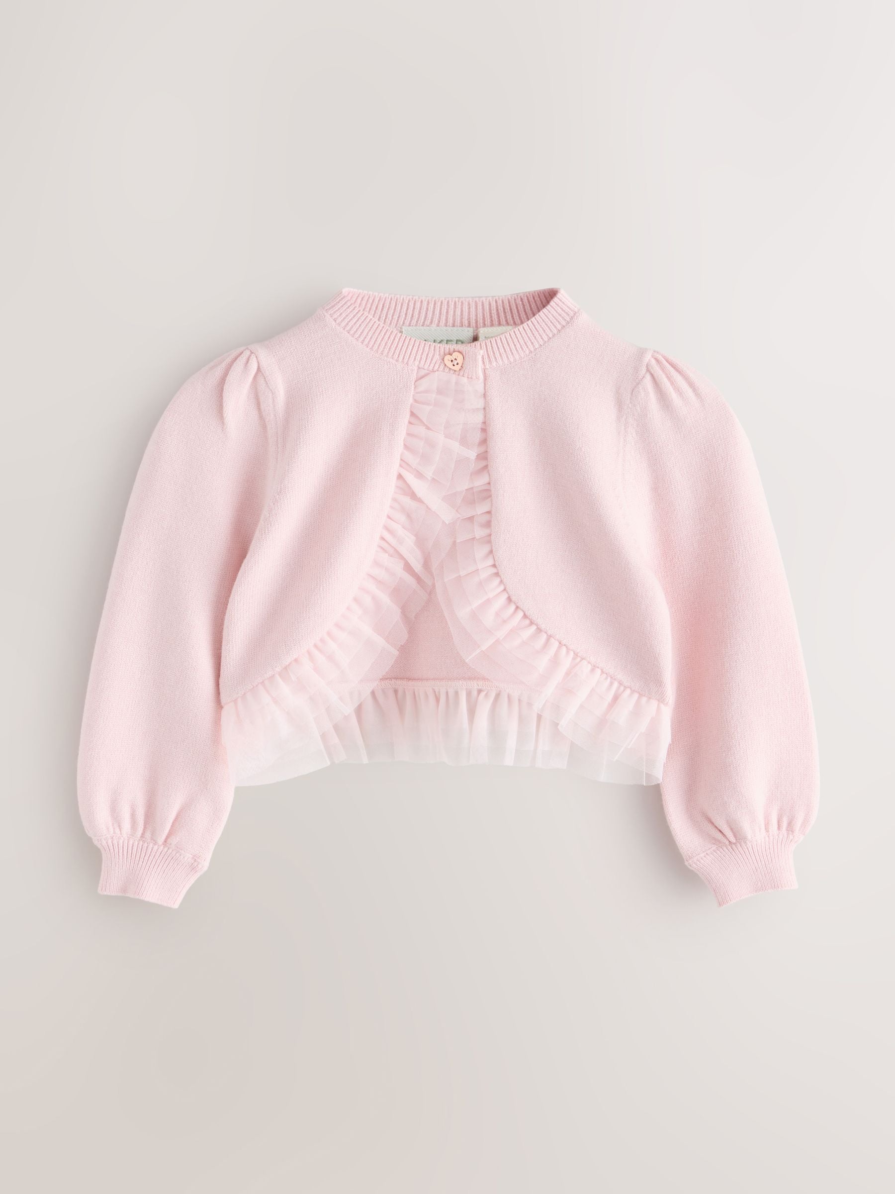 Baker by Ted Baker Knitted Mesh Ruffle Hem Cardigan image 1