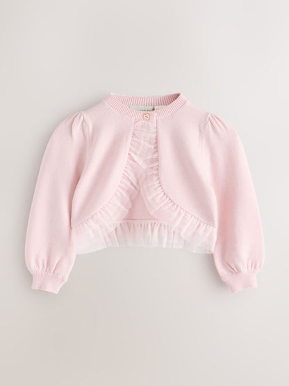 Baker by Ted Baker Knitted Mesh Ruffle Hem Cardigan image 1