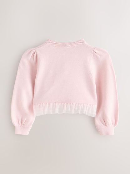 Baker by Ted Baker Knitted Mesh Ruffle Hem Cardigan image 2