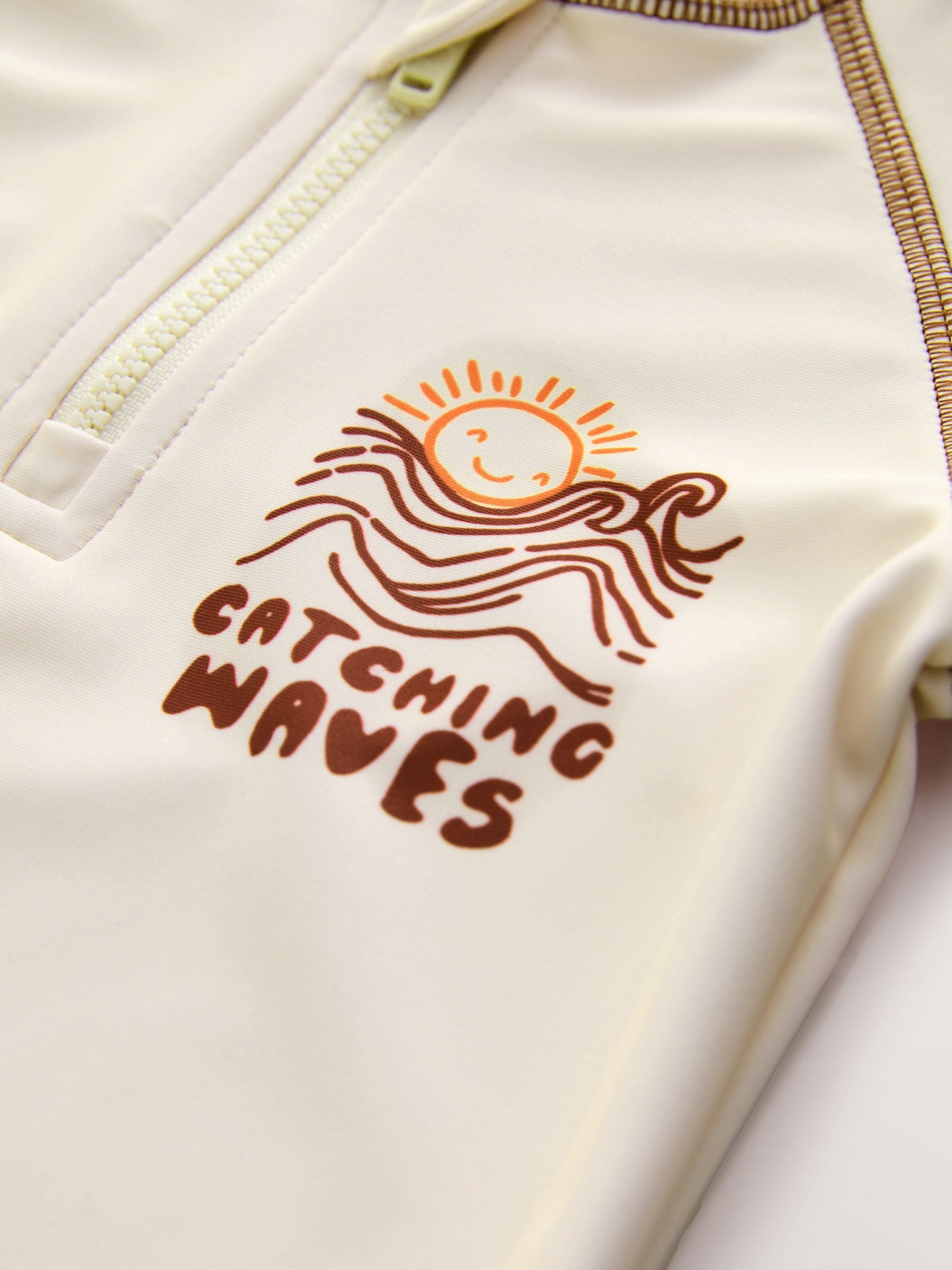 Orange/Ecru Short Sleeve Sunsafe Rash Vest and Swim Shorts Set (3mths-7yrs) image 8
