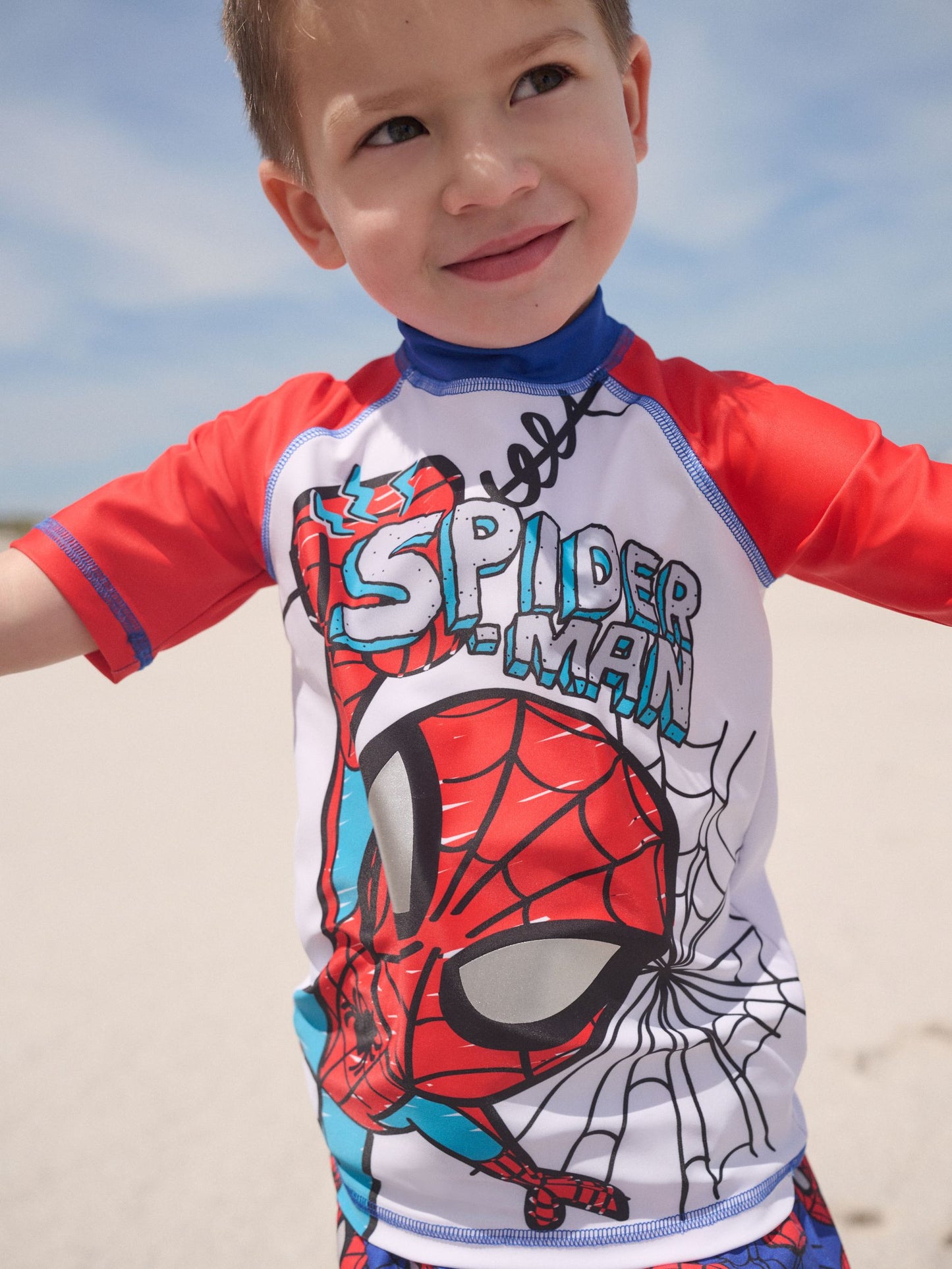 Spiderman Rash Vest and Swim Shorts Set (3mths-7yrs) image 2