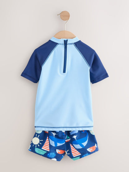 Blue Sunsafe Rash Vest and Swim Shorts Set (3mths-7yrs) image 2
