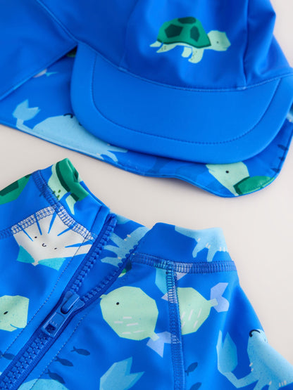 Blue Sunsafe Swimsuit and Hat Set (3mths-7yrs) image 7