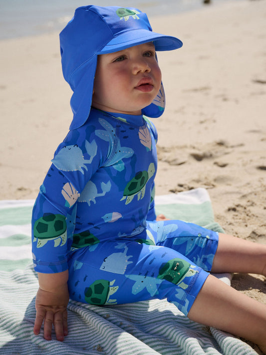 Blue Sunsafe Swimsuit and Hat Set (3mths-7yrs) image 1