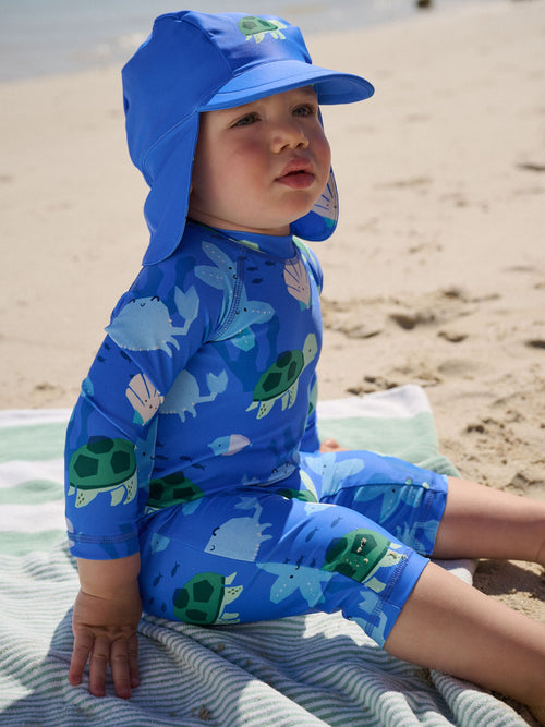 Blue Sunsafe Swimsuit and Hat Set (3mths-7yrs) image 1