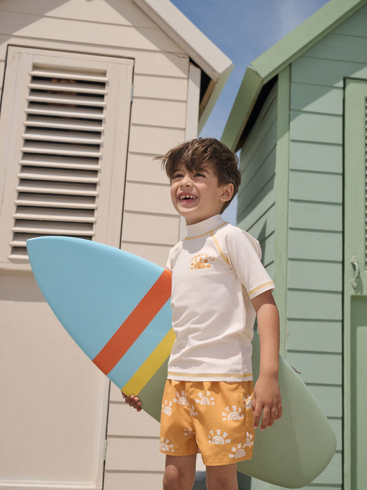 Dsiney Kidz - Yellow/Orange Short Sleeve Sunsafe Rash Vest and Swim Shorts Set (3mths-7yrs) image 1
