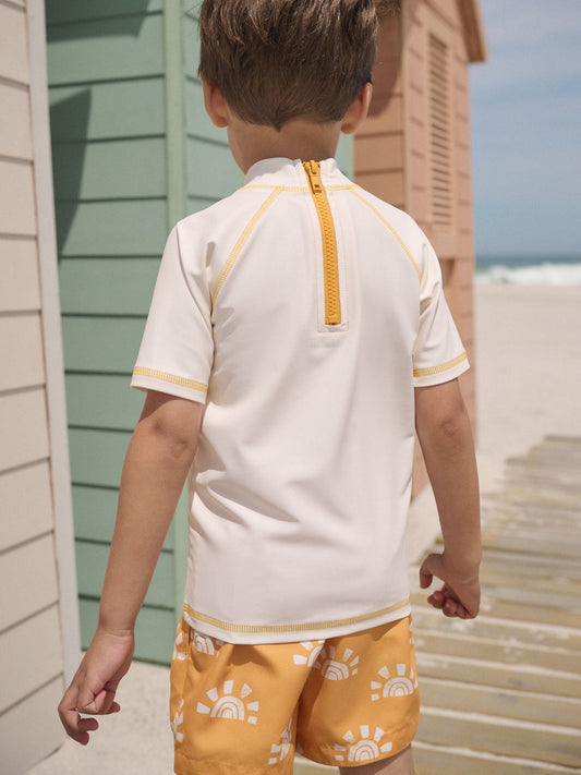 Dsiney Kidz - Yellow/Orange Short Sleeve Sunsafe Rash Vest and Swim Shorts Set (3mths-7yrs) image 2