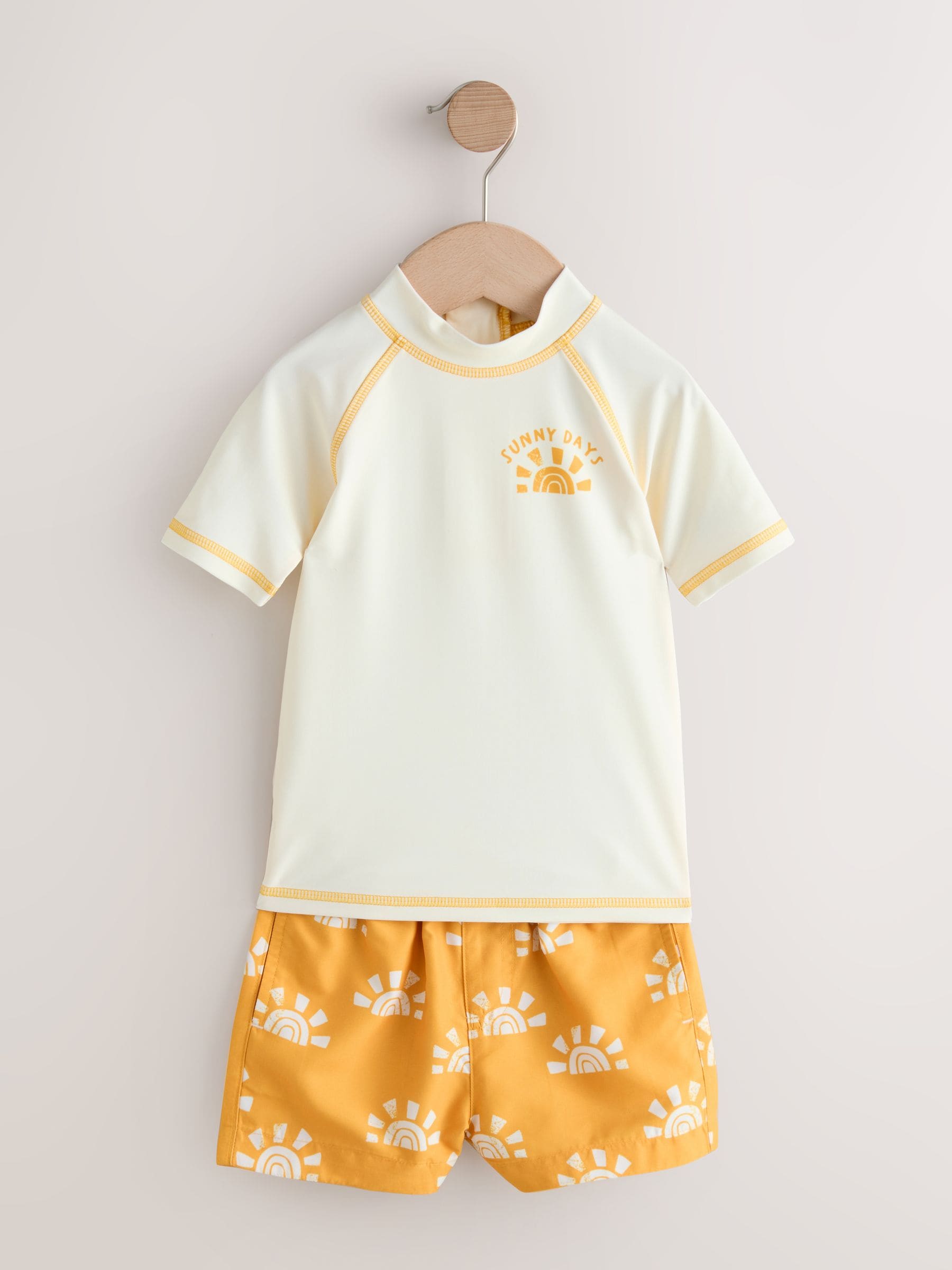 Yellow/Orange Short Sleeve Sunsafe Rash Vest and Swim Shorts Set (3mths-7yrs) image 6