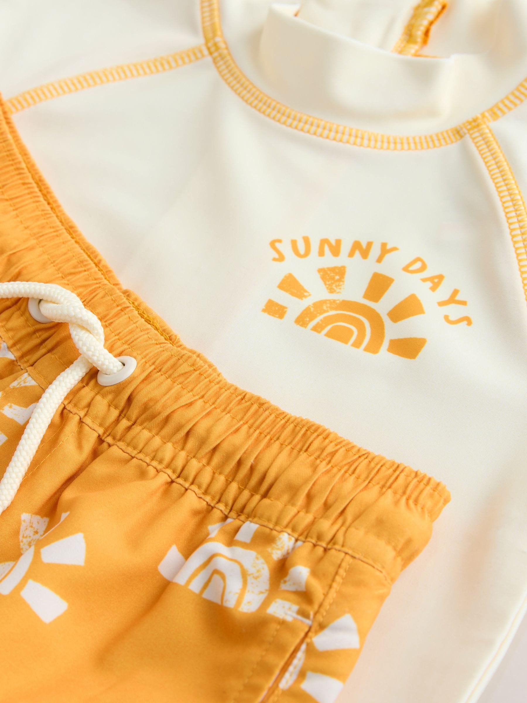 Yellow/Orange Short Sleeve Sunsafe Rash Vest and Swim Shorts Set (3mths-7yrs) image 9