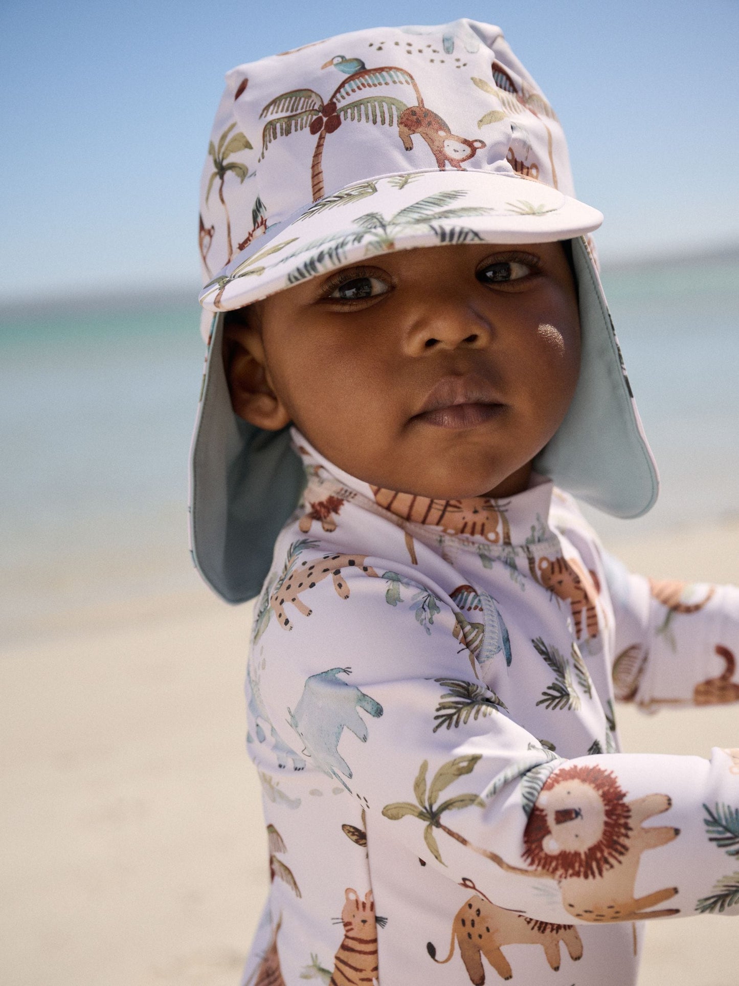 White Sunsafe Swimsuit and Hat Set (3mths-7yrs) image 3
