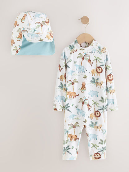 White Sunsafe Swimsuit and Hat Set (3mths-7yrs) image 5