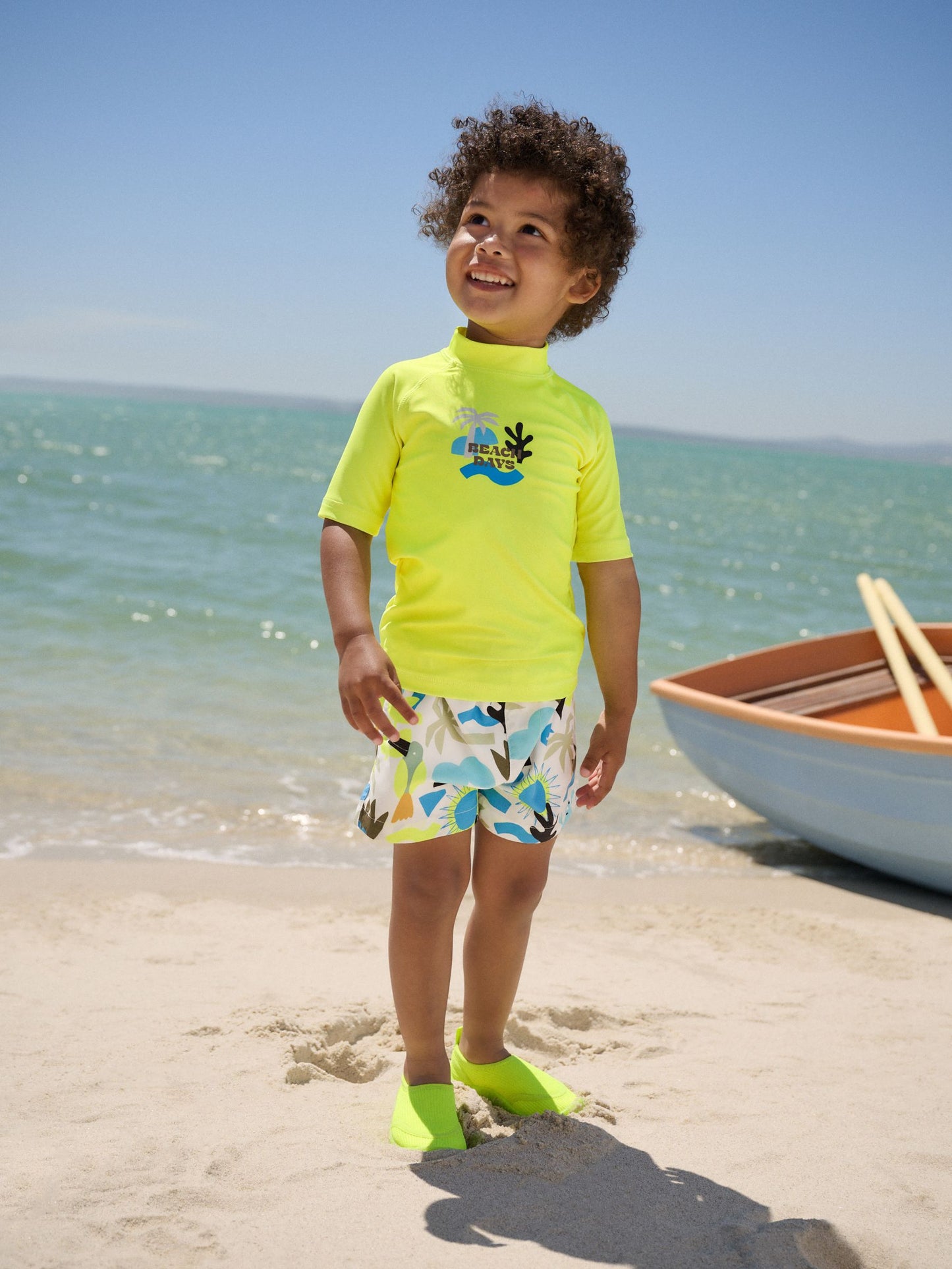 Yellow Short Sleeve Sunsafe Rash Vest and Swim Shorts Set (3mths-7yrs) image 1