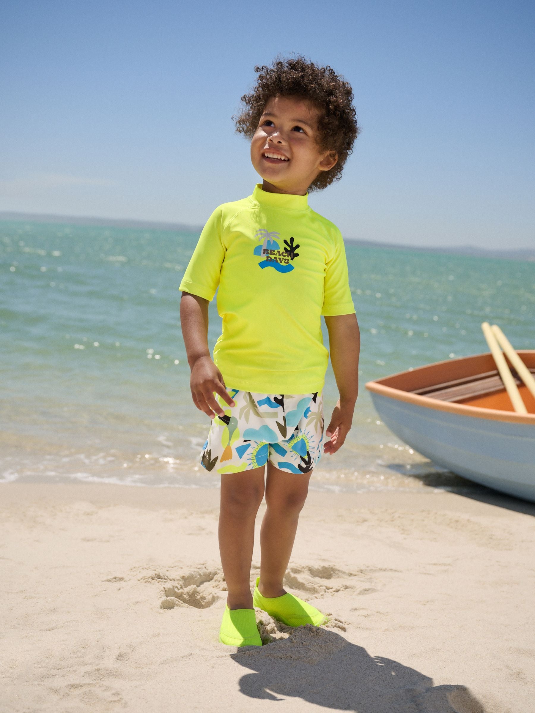 Yellow Short Sleeve Sunsafe Rash Vest and Swim Shorts Set (3mths-7yrs) image 1
