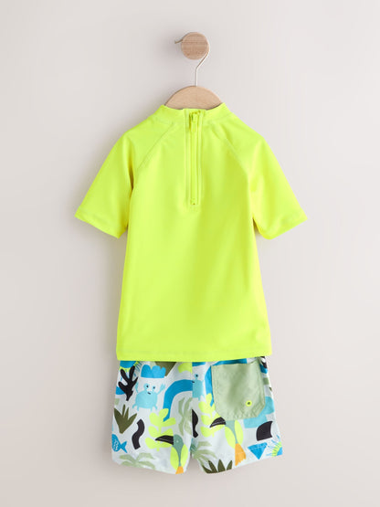 Yellow Short Sleeve Sunsafe Rash Vest and Swim Shorts Set (3mths-7yrs) image 4