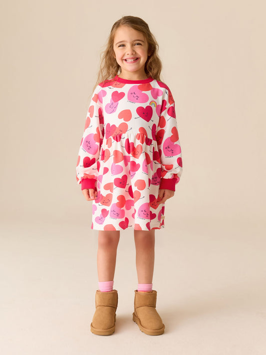 Little Bird by Jools Oliver Red/Pink Skater Sweat Dress image 2