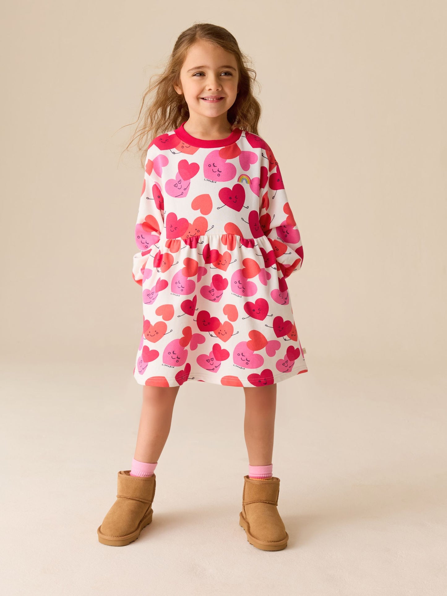 Little Bird by Jools Oliver Red/Pink Skater Sweat Dress image 3