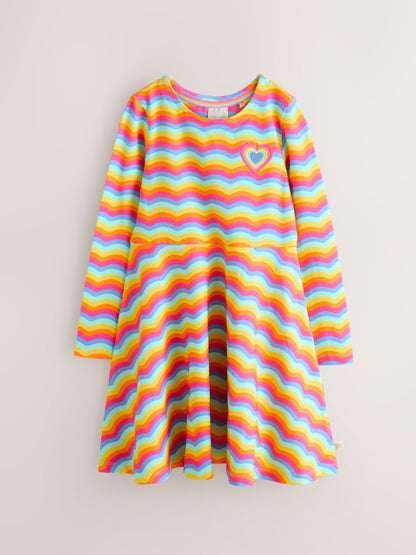 Little Bird by Jools Oliver Rainbow Wave Long Sleeve Skater Dress image 1