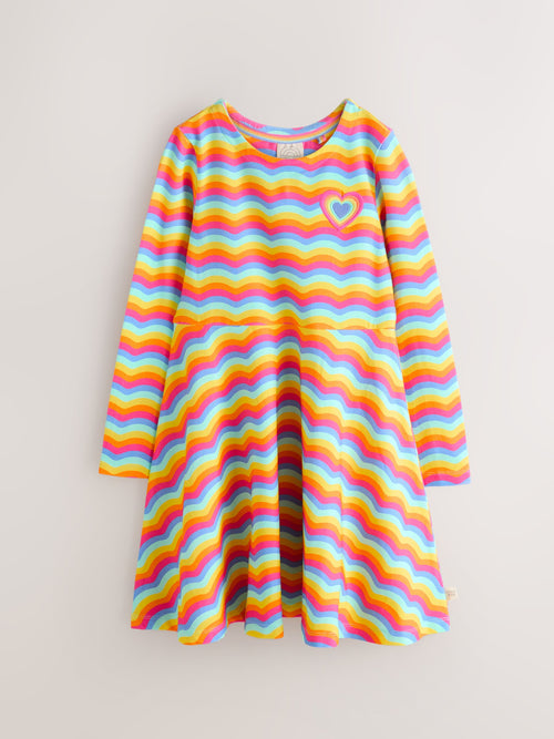 Little Bird by Jools Oliver Rainbow Wave Long Sleeve Skater Dress image 1